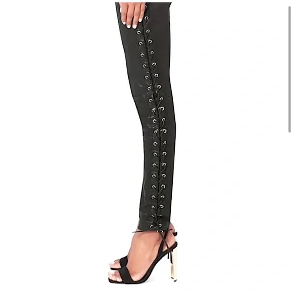 A.L.C. ‘Dent’ Black Lace-Up Leather Pants Size 2 - Picture 4 of 14